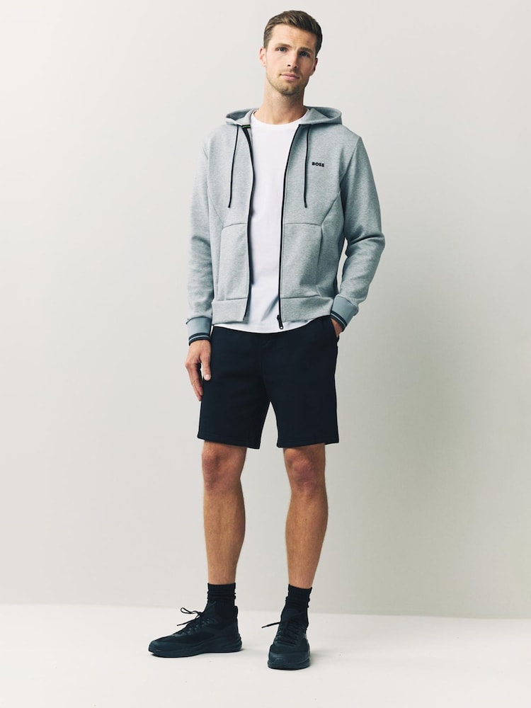 BOSS Silver Logo Zip Through Hooded Sweatshirt - Image 2 of 6