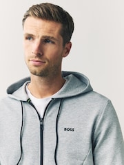 BOSS Silver Logo Zip Through Hooded Sweatshirt - Image 4 of 6
