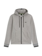 BOSS Silver Logo Zip Through Hooded Sweatshirt - Image 6 of 6