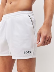 BOSS White Match Logo Shorts - Image 3 of 6