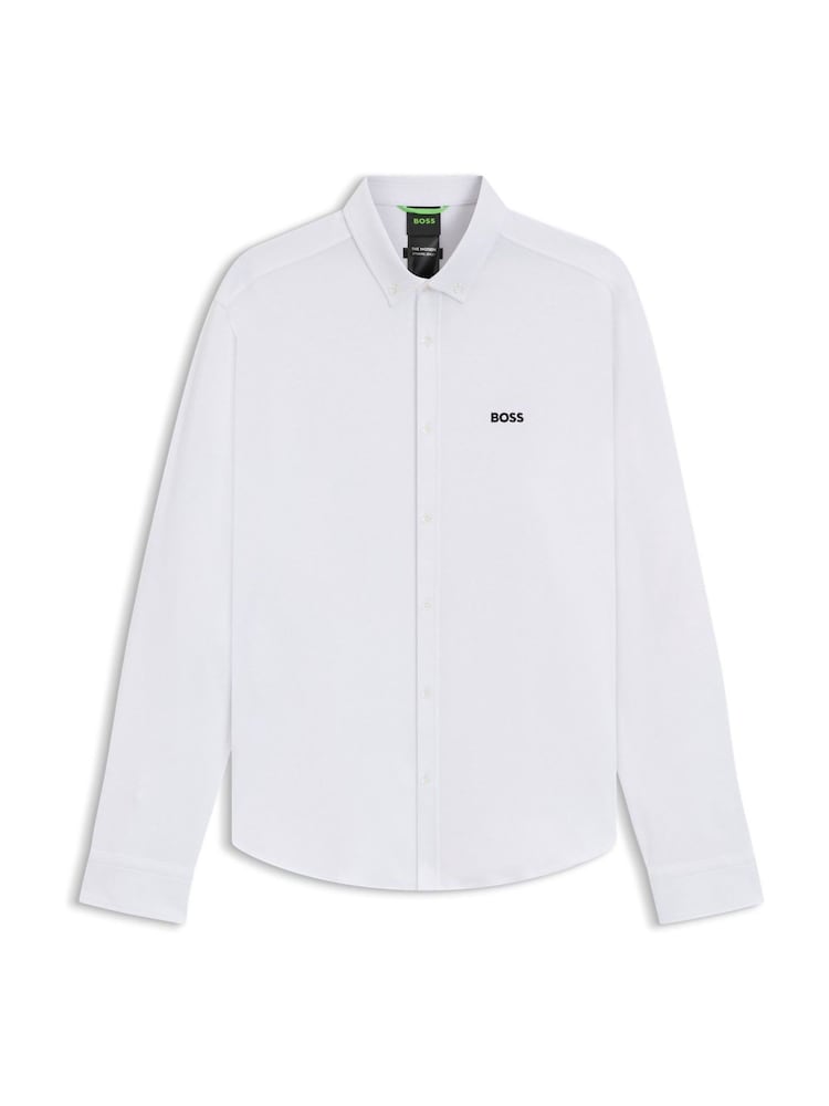 Blanco - BOSS Regular Fit Motion Long Sleeve Shirt - Imagen 6 de 6