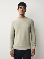 Verde - Pulôver de malha com patch de logotipo BOSS Anion e mistura de cashmere - Imagem 1 de 5
