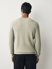 Verde - Pulôver de malha com patch de logotipo BOSS Anion e mistura de cashmere - Imagem 3 de 5