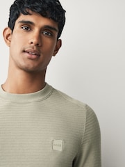 Verde - Pulôver de malha com patch de logotipo BOSS Anion e mistura de cashmere - Imagem 4 de 5