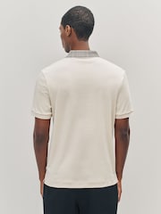 BOSS White Parlay Contrast Collar Polo Shirt - Image 3 of 5