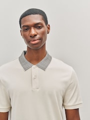 BOSS White Parlay Contrast Collar Polo Shirt - Image 4 of 5