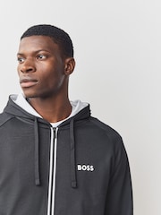 BOSS Grey Black Authentic Logo Hooded Jacket - Image 3 of 4