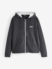 BOSS Grey Black Authentic Logo Hooded Jacket - Image 4 of 4