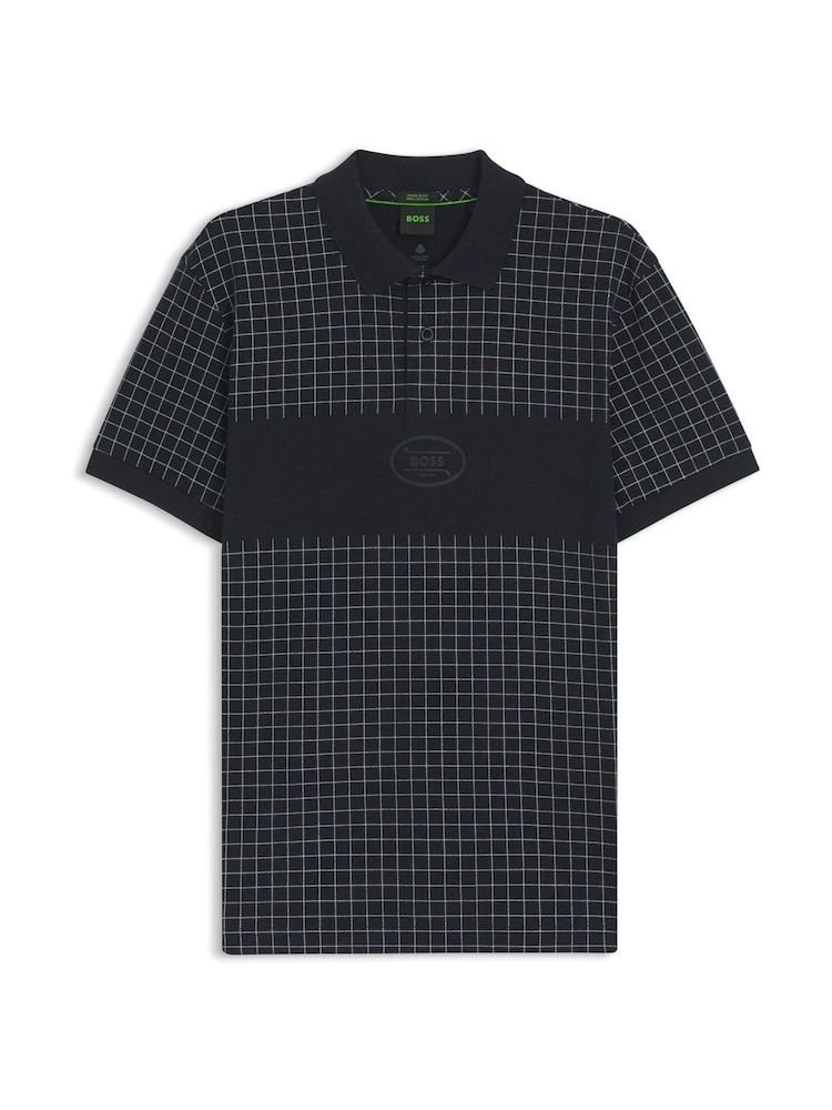 BOSS Blue Check Polo Shirt - Image 1 of 1
