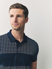 BOSS Blue Check Polo Shirt - Image 4 of 5