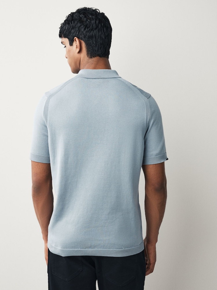 BOSS Grey Ever Zip Neck Knitted Polo Shirt - Image 2 of 5