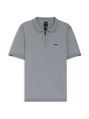 BOSS Grey Ever Zip Neck Knitted Polo Shirt - Image 5 of 5