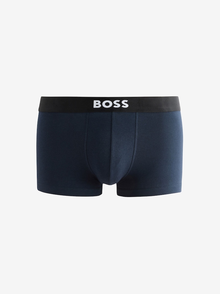 BOSS Black and Purple One Logo Boxers Trunks 3 Pack - Image 2 of 4 BOSS Black and Purple One Logo Boxers Trunks 3 Pack - Image 2 of 4