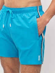 BOSS Blue Iconic Side Stripe Swim Shorts - Image 5 of 6