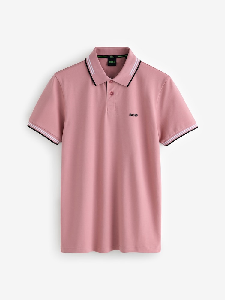 BOSS Pink Paul Tipped Polo Shirt - Image 1 of 1
