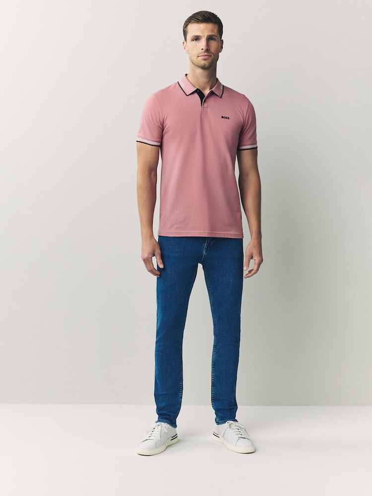 BOSS Pink Paul Tipped Polo Shirt - Image 2 of 5