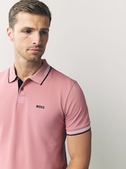 BOSS Pink Paul Tipped Polo Shirt - Image 4 of 5