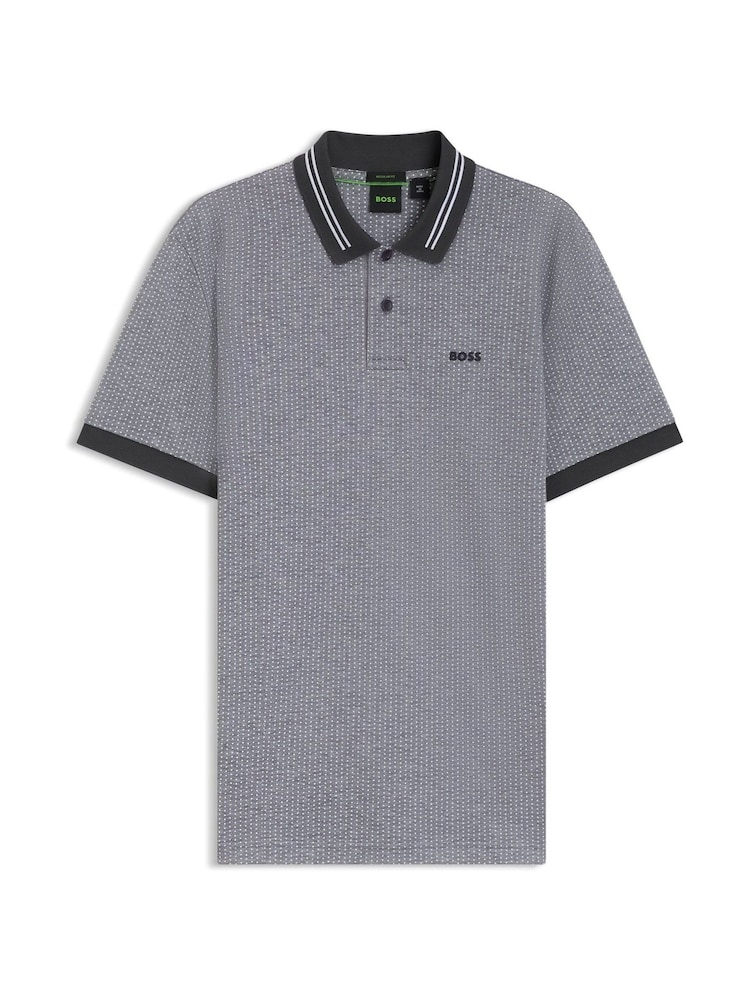 BOSS Grey Contrast Collar Polo Shirt - Image 1 of 1