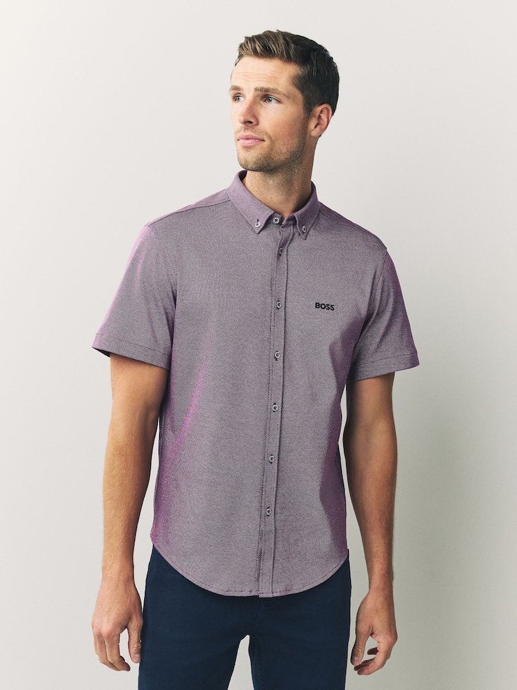 Azul - Camisa BOSS Regular fit Motion short sleeve - Imagem 1 de 4