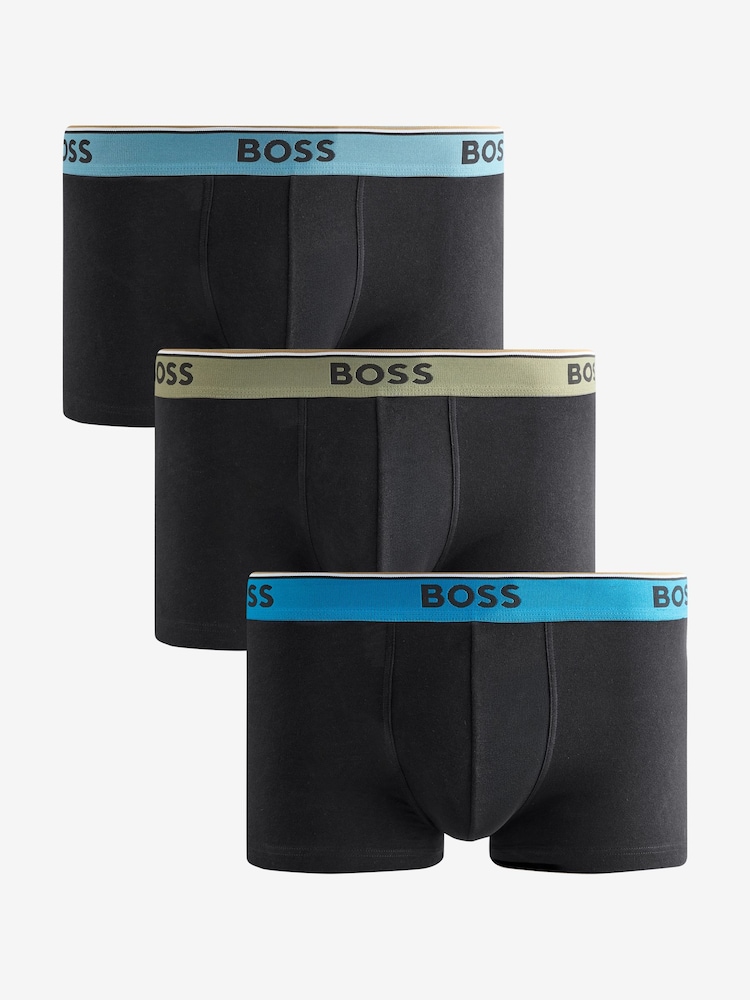 BOSS Black/Blue Power Logo Trunks 3 Pack - Image 1 of 4