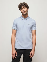 BOSS Grey Light Paul Tipped Polo Shirt - Image 1 of 5