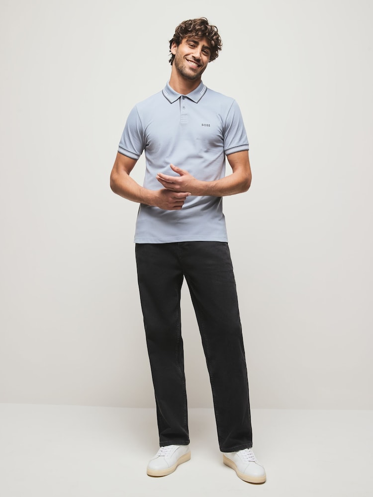 BOSS Grey Light Paul Tipped Polo Shirt - Image 2 of 5