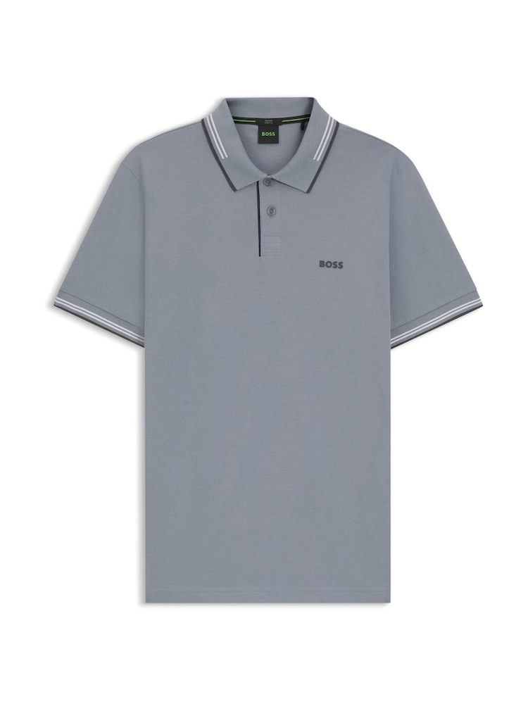 BOSS Grey Light Paul Tipped Polo Shirt - Image 5 of 5