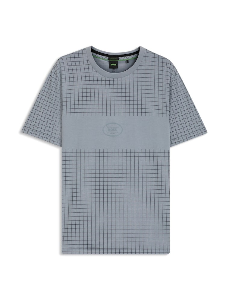 BOSS Grey Check Golf Logo T-Shirt - Image 1 of 1