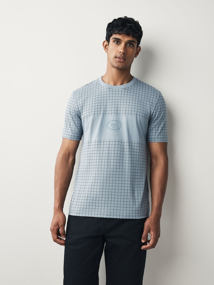 BOSS Grey Check Golf Logo T-Shirt - Image 1 of 5 BOSS Grey Check Golf Logo T-Shirt - Image 1 of 5