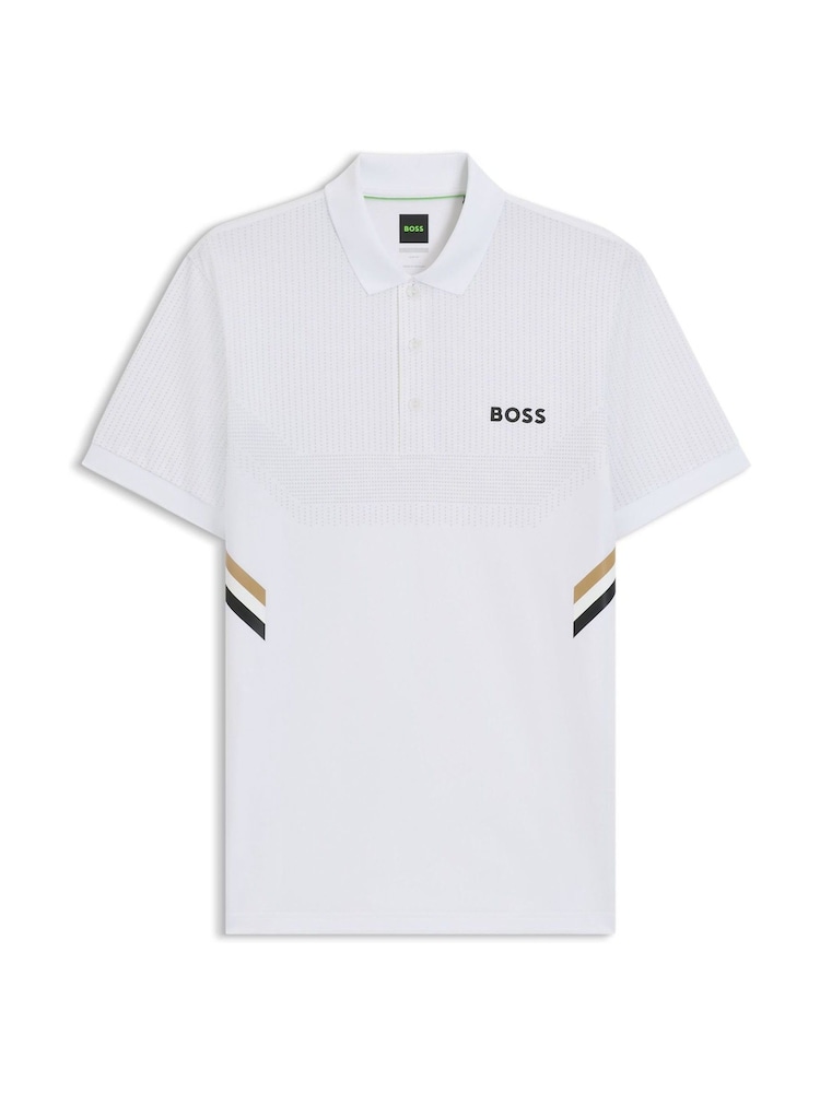 BOSS White Paule Tech Polo Shirt - Image 1 of 1