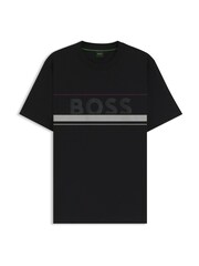 BOSS White Embossed Logo Stripe Detail T-Shirt - Image 1 of 1