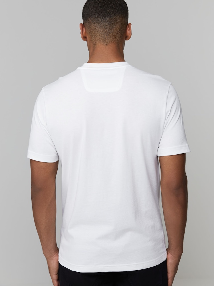 BOSS White Iconic Zone Embossed Logo Stripe Detail T-Shirt - Image 2 of 4 BOSS White Iconic Zone Embossed Logo Stripe Detail T-Shirt - Image 2 of 4