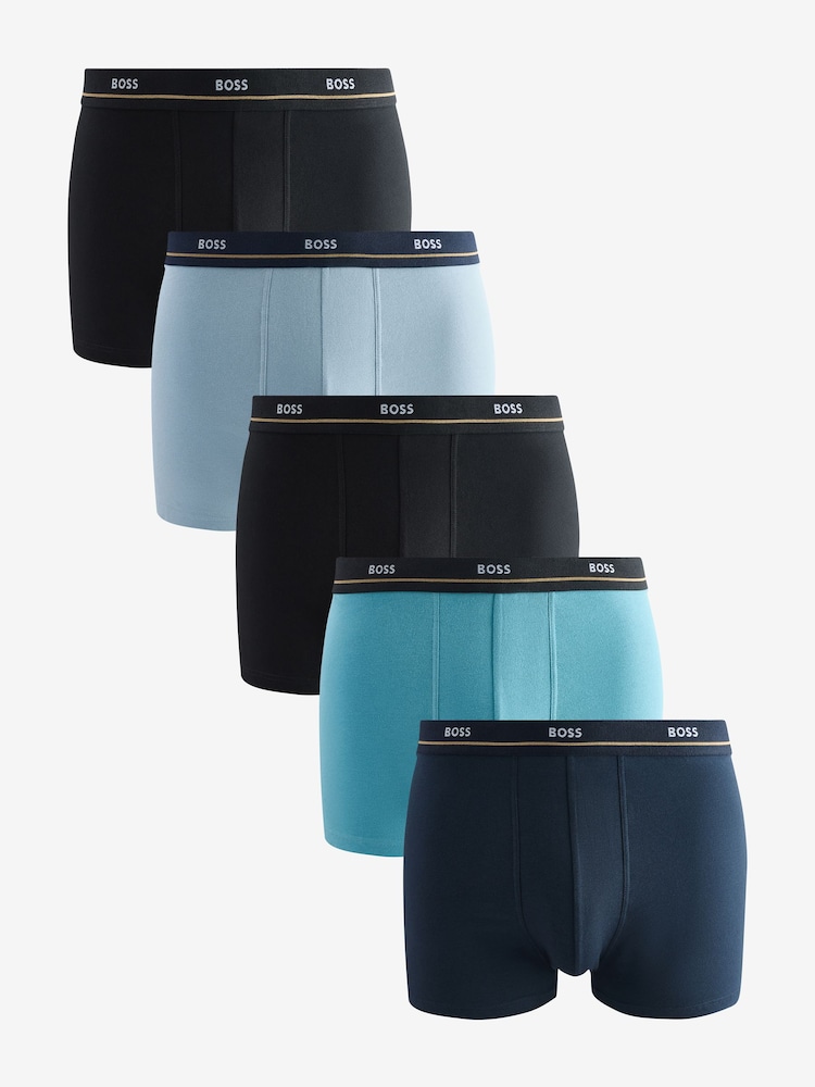 BOSS Black Denim Essential Logo Boxers Trunks 5 Pack - Image 1 of 6 BOSS Black Denim Essential Logo Boxers Trunks 5 Pack - Image 1 of 6