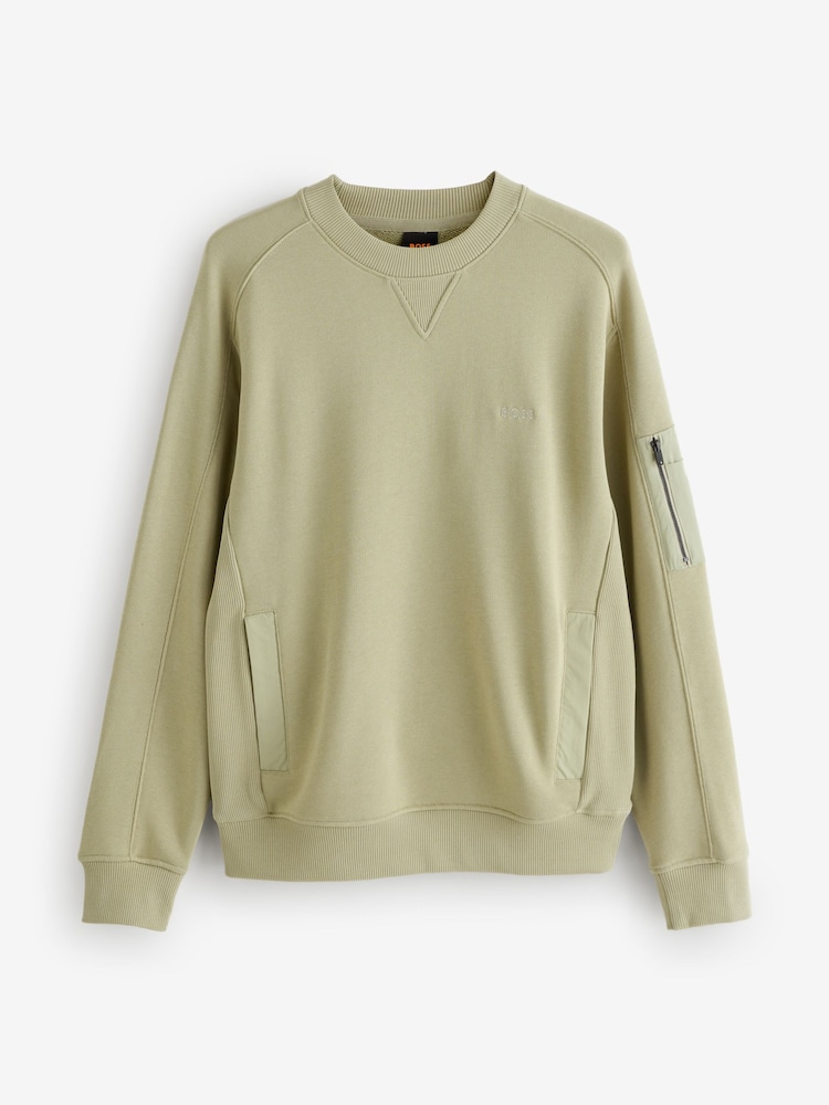 BOSS Green Regular Fit Arm Patch Jumper - Image 1 of 1 BOSS Green Regular Fit Arm Patch Jumper - Image 1 of 1