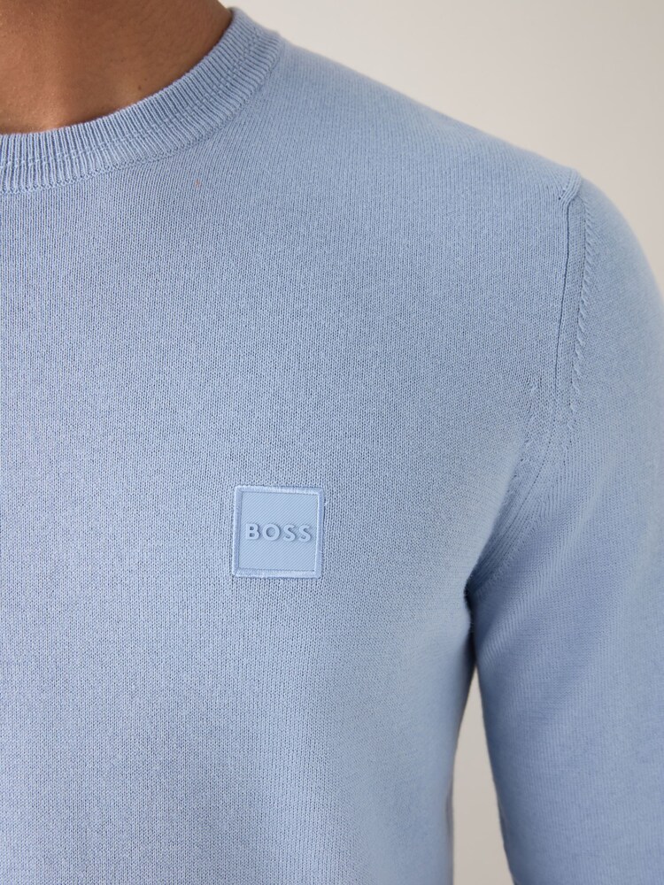 BOSS Blue Regular Fit Kanovano Crew Neck Logo Jumper - Image 4 of 4