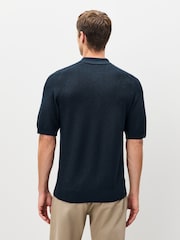 BOSS Blue Kancello Zip Neck Knitted Polo Shirt - Image 2 of 6