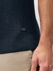 BOSS Blue Kancello Zip Neck Knitted Polo Shirt - Image 5 of 6