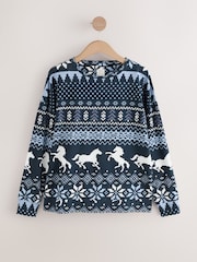 Navy Horse Print Long Sleeved Pyjamas - Image 2 of 7