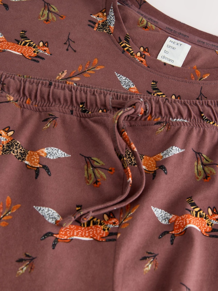 Chocolate Brown Fox Print - بيجاما بكم طويل - صورة 2 من 3 Chocolate Brown Fox Print - بيجاما بكم طويل - صورة 2 من 3