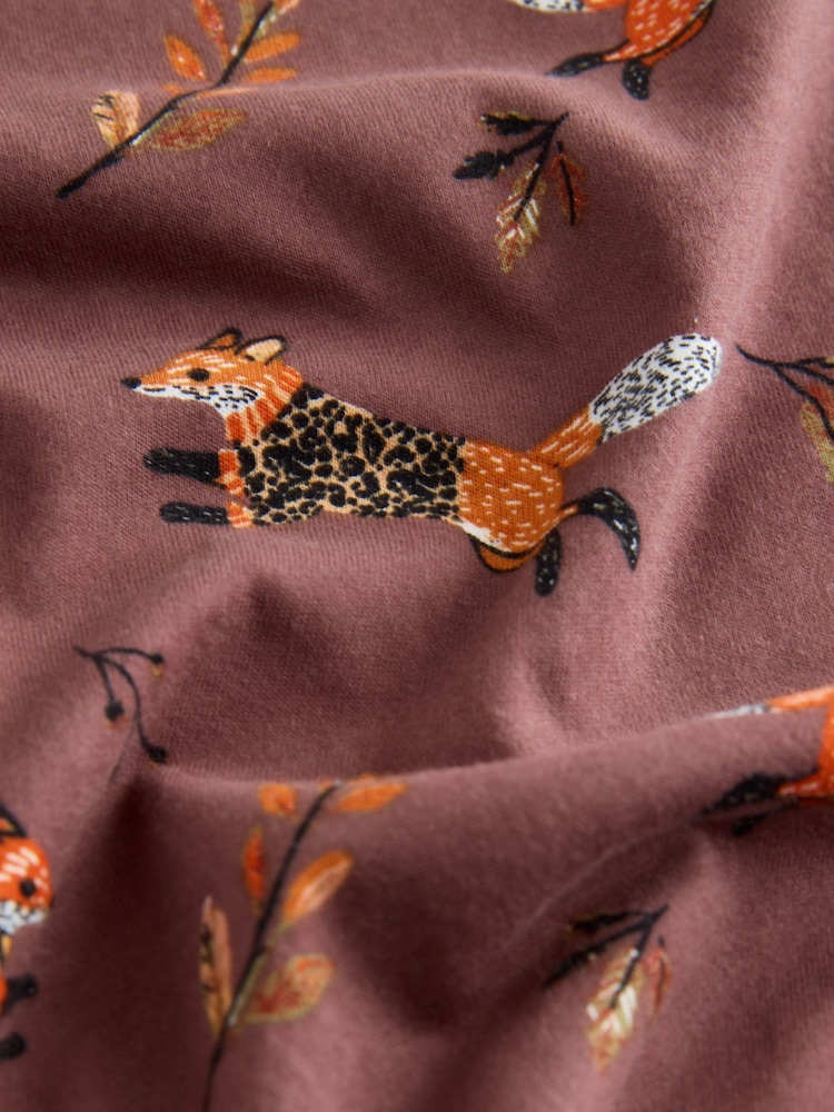Chocolate Brown Fox Print - بيجاما بكم طويل - صورة 3 من 3 Chocolate Brown Fox Print - بيجاما بكم طويل - صورة 3 من 3