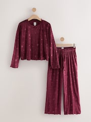Berry Red Textured Supersoft Long Sleeve Pyjamas - Image 1 of 3