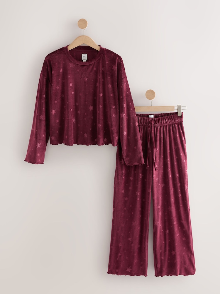 Berry Red Textured Supersoft Long Sleeve Pyjamas - Image 1 of 3