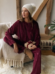 Burgunderrot - Textured Supersoft Long Sleeve Pyjamas - Bild 4 von 11