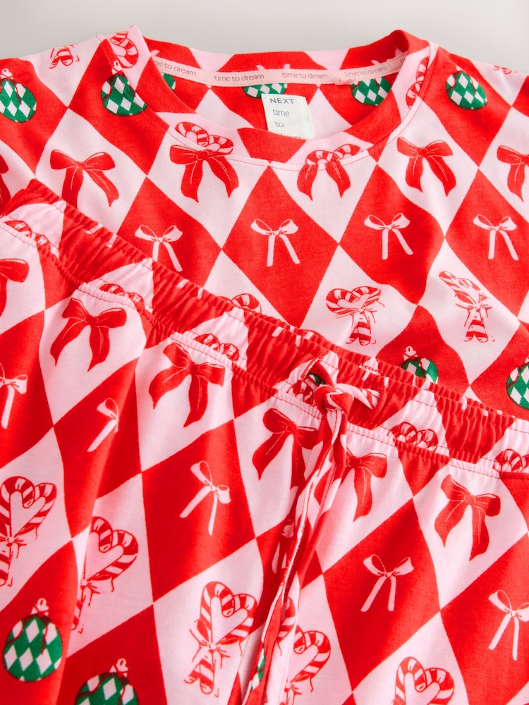 Red Christmas Bows - 100% Cotton Long Sleve Pyjamas - صورة 8 من 8