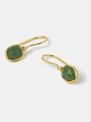 Angels By Accessorize Gold 14ct Plated Aventurine Drop Earrings - Image 1 of 2