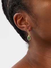 Angels By Accessorize Gold 14ct Plated Aventurine Drop Earrings - Image 2 of 2