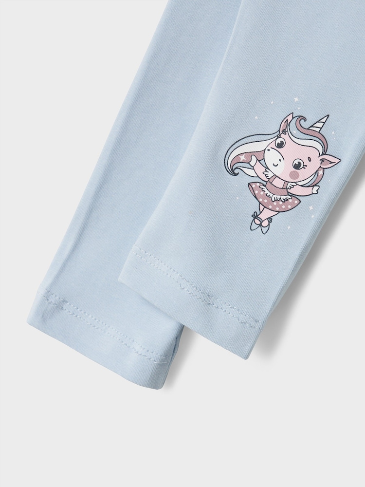 Name It Blue Unicorn Print Leggings 2 Pack - Image 5 of 5