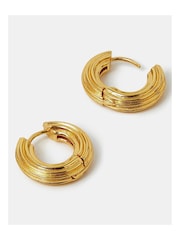 Angels By Accessorize Gold 14ct Plated Chunky Ridge Hoop Earrings - Image 1 of 3