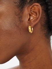 Angels By Accessorize Gold 14ct Plated Chunky Ridge Hoop Earrings - Image 2 of 3