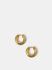 Angels By Accessorize Gold 14ct Plated Chunky Ridge Hoop Earrings - Image 3 of 3